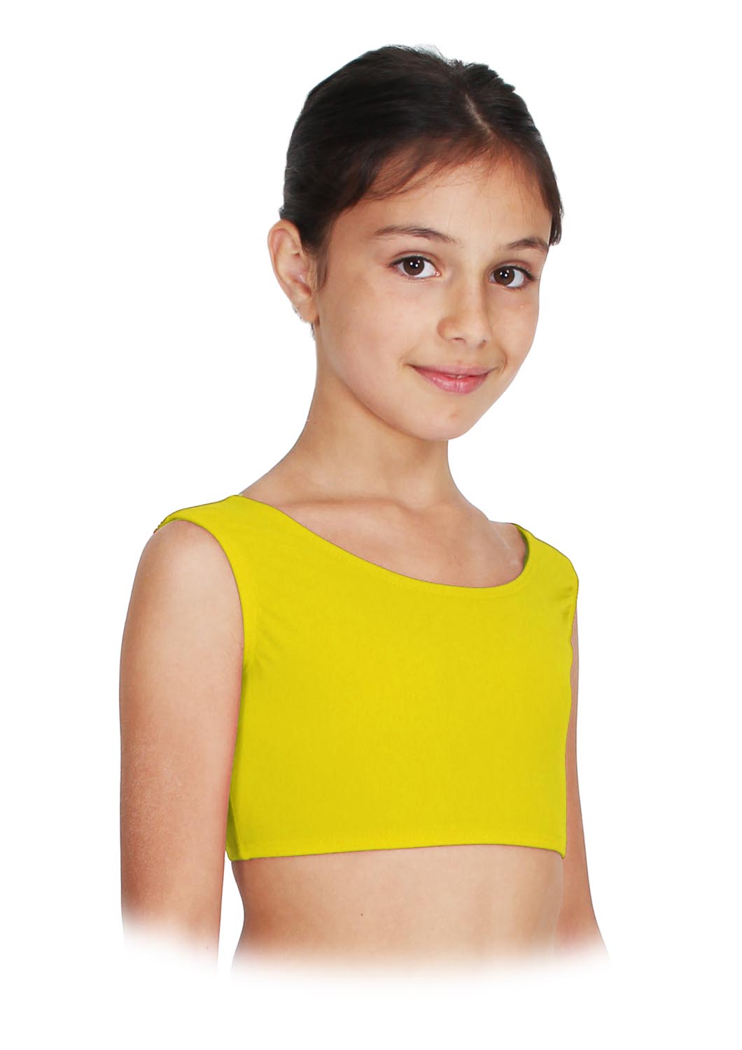 TOP DANZA LYCRA CORTO CON SPALLINE SPESSE GIALLO BAMBINA